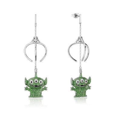 Disney Pixar Toy Story Alien Crystal Claw Drop Earrings - Silver