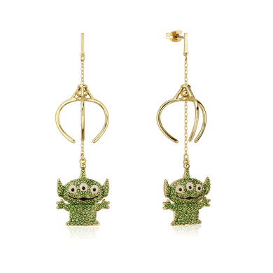 Disney Pixar Toy Story Alien Crystal Claw Drop Earrings - Gold