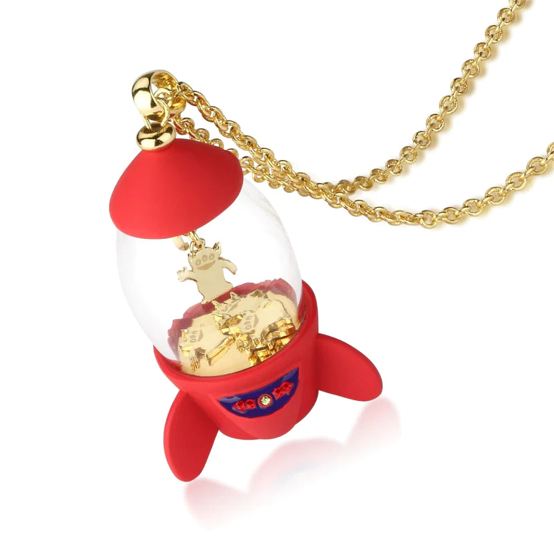 Disney Pixar Toy Story Pizza Planet Rocket Necklace - Gold
